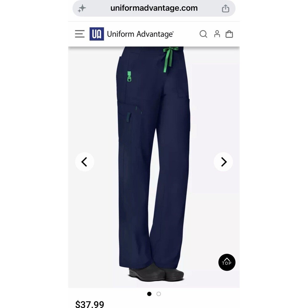 Woman’s Carhartt Scrubs Navy Blue And Green 9 Pocket Work Force Set Size XS - Picture 8 of 9